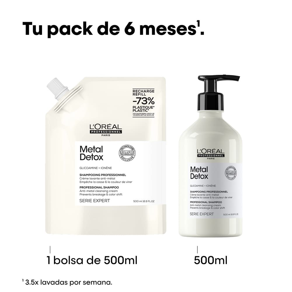 SHAMPOO REFILL L'ORÉAL PROFESSIONNEL METAL DETOX (REFILL DE SHAMPOO PARA TODO TIPO DE CABELLO CON QUIEBRE Y/O PROCESOS DE COLOR)